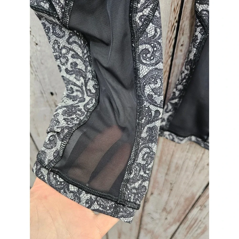 Lululemon Align High Rise Lace Print Mesh Panel Crop 3/4 Leggings‎ Size 4 EUC